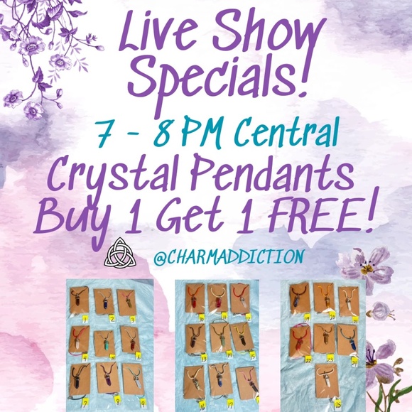 7-8 PM Central ONLY! Live Show Special! Crystal Pendants Buy 1 Get 1 FREE! - Picture 1 of 9